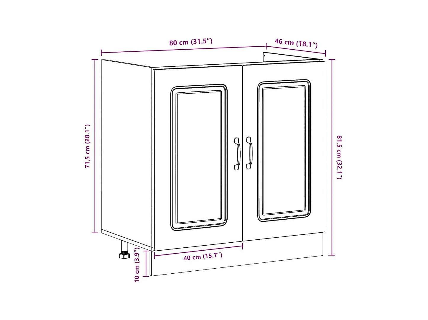 Mobile da cucina 2 pcs Nero 80 x 46 x 81.5 cm Legno multistrato