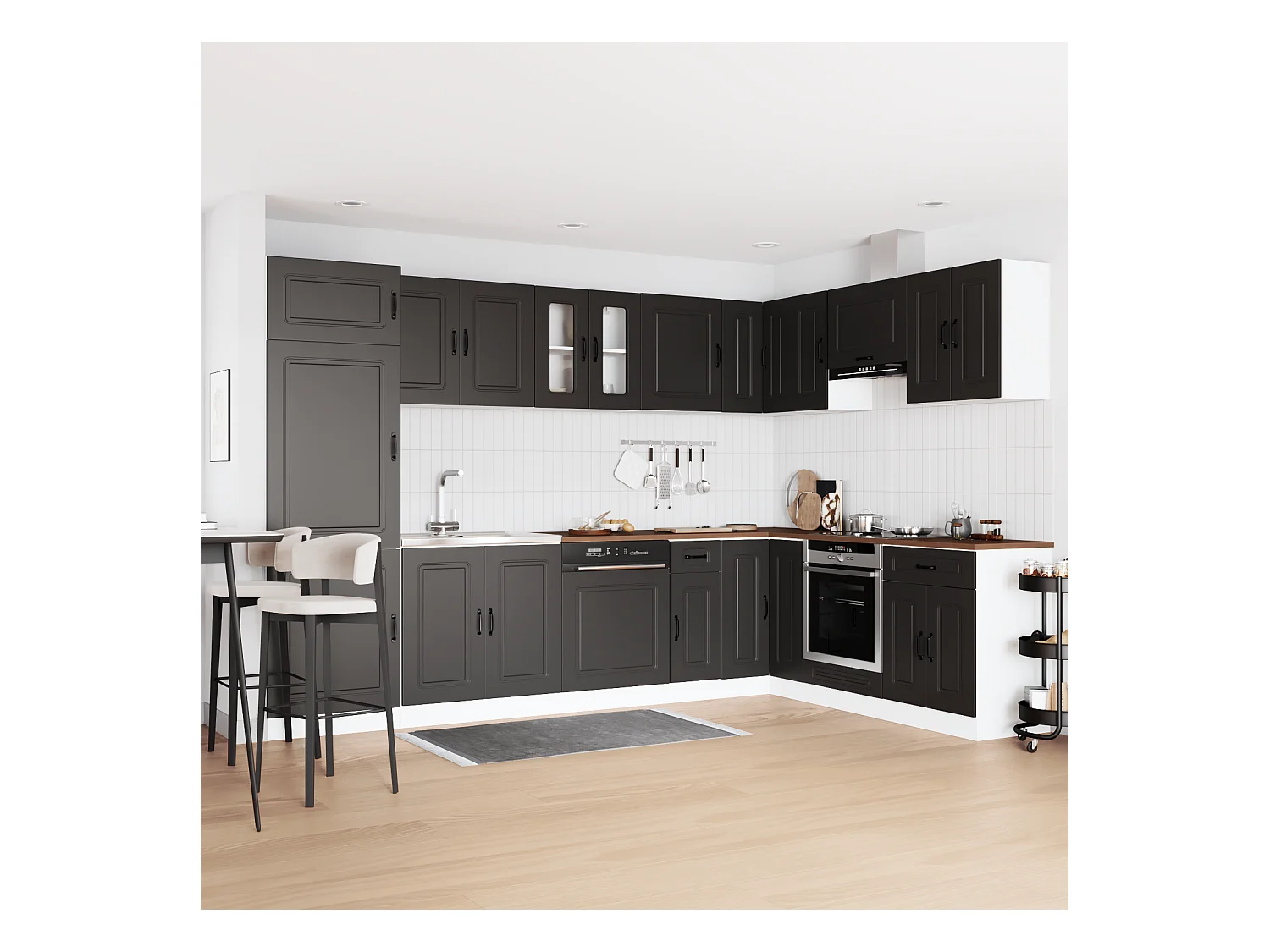 Armoire de cuisine Kalmar 2 pcs Noir 80 x 46 x 81.5 cm