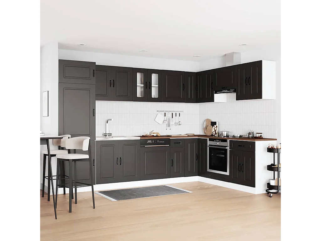Keukenkast Kalmar Zwart 80 x 46 x 81,5 cm Bewerkt hout