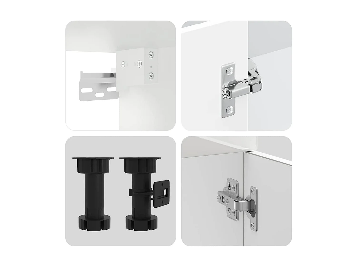 Ensemble de 8 meubles de cuisine "Lucca" en bois d'ingénierie blanc brillant