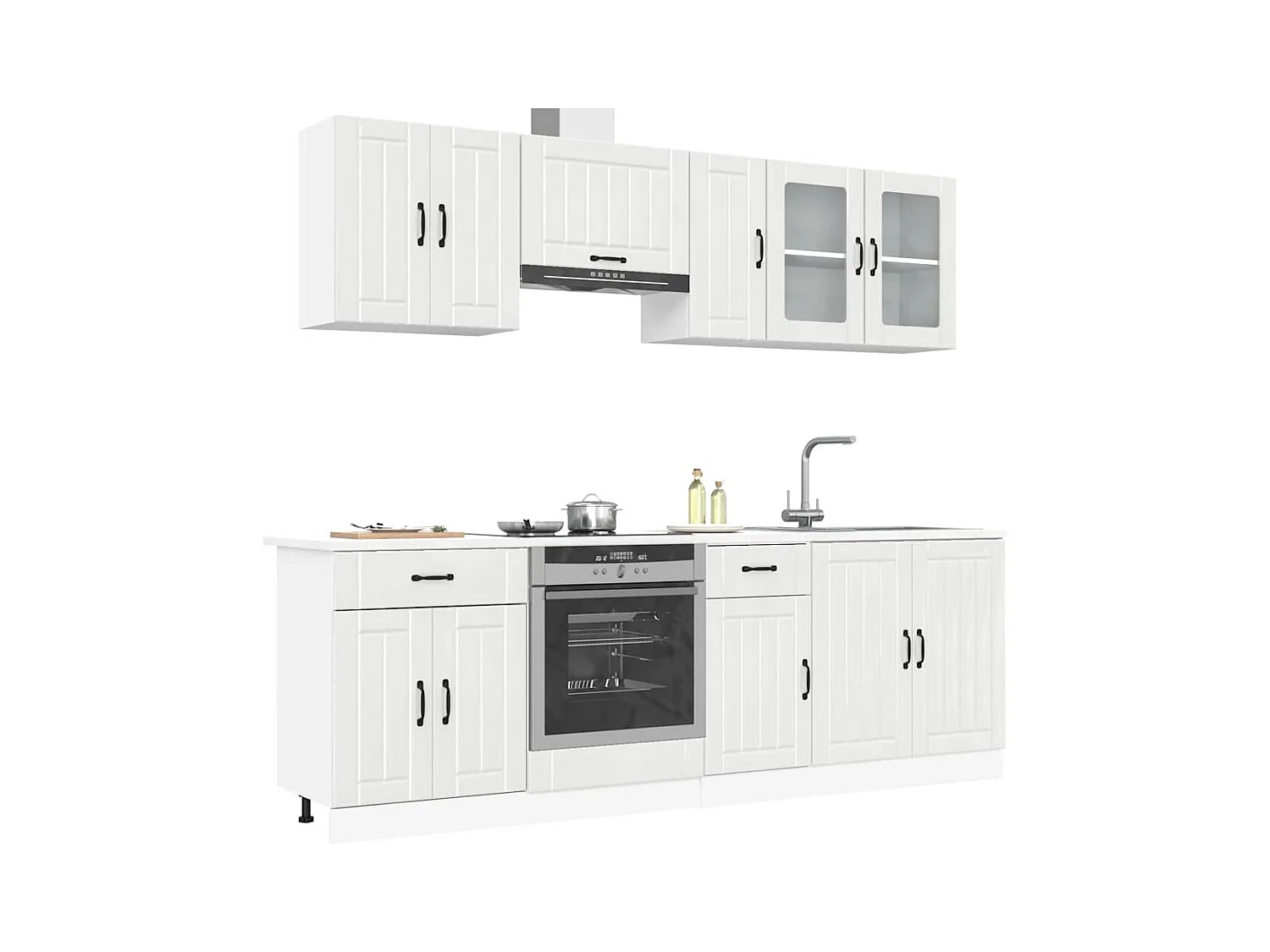 Set Mobili da Cucina 8 pz Lucca Bianchi Lucido in Truciolato