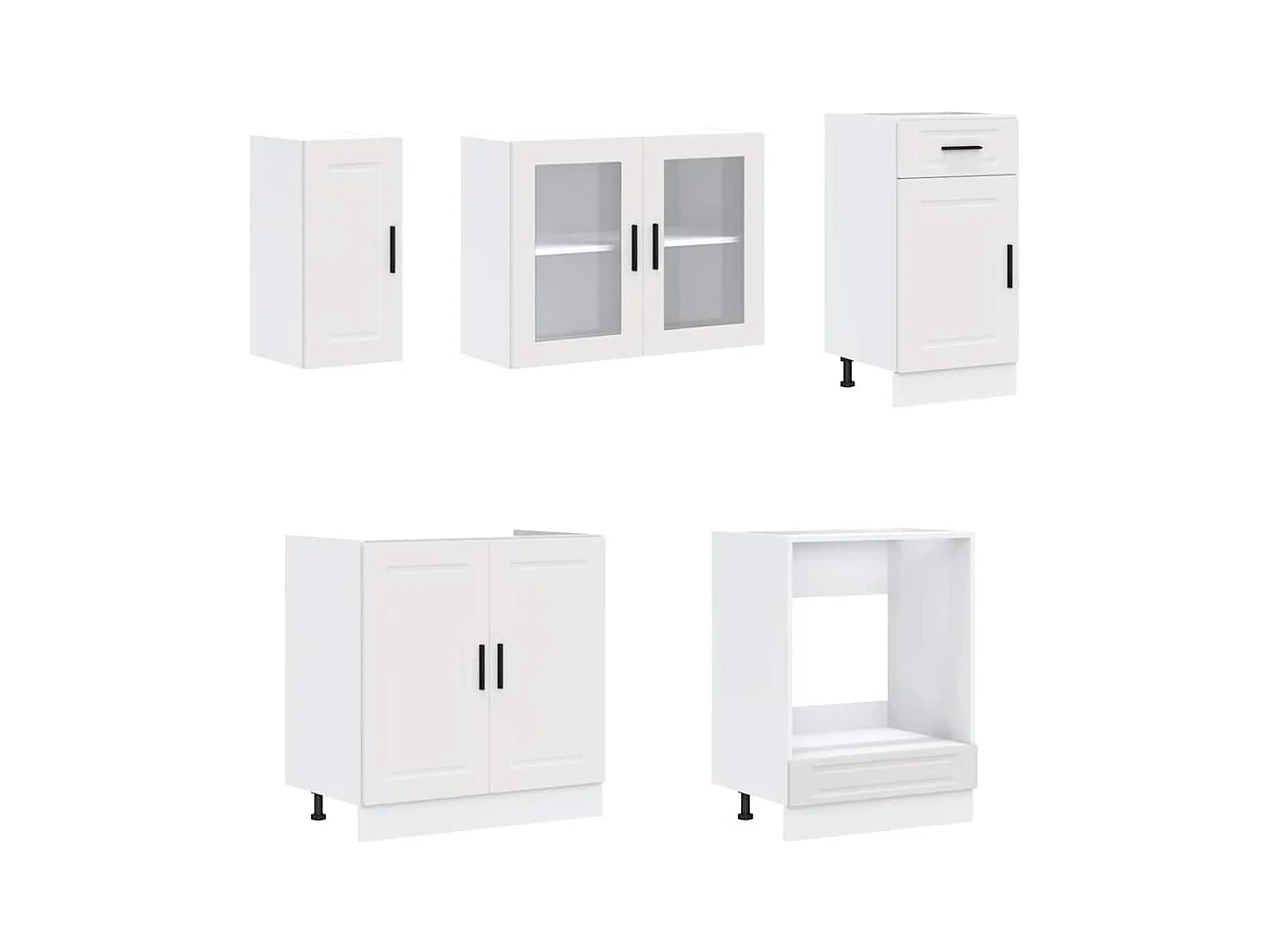 Conjunto de armarios de cocina "Porto" de 8 piezas en madera de ingeniería blanca