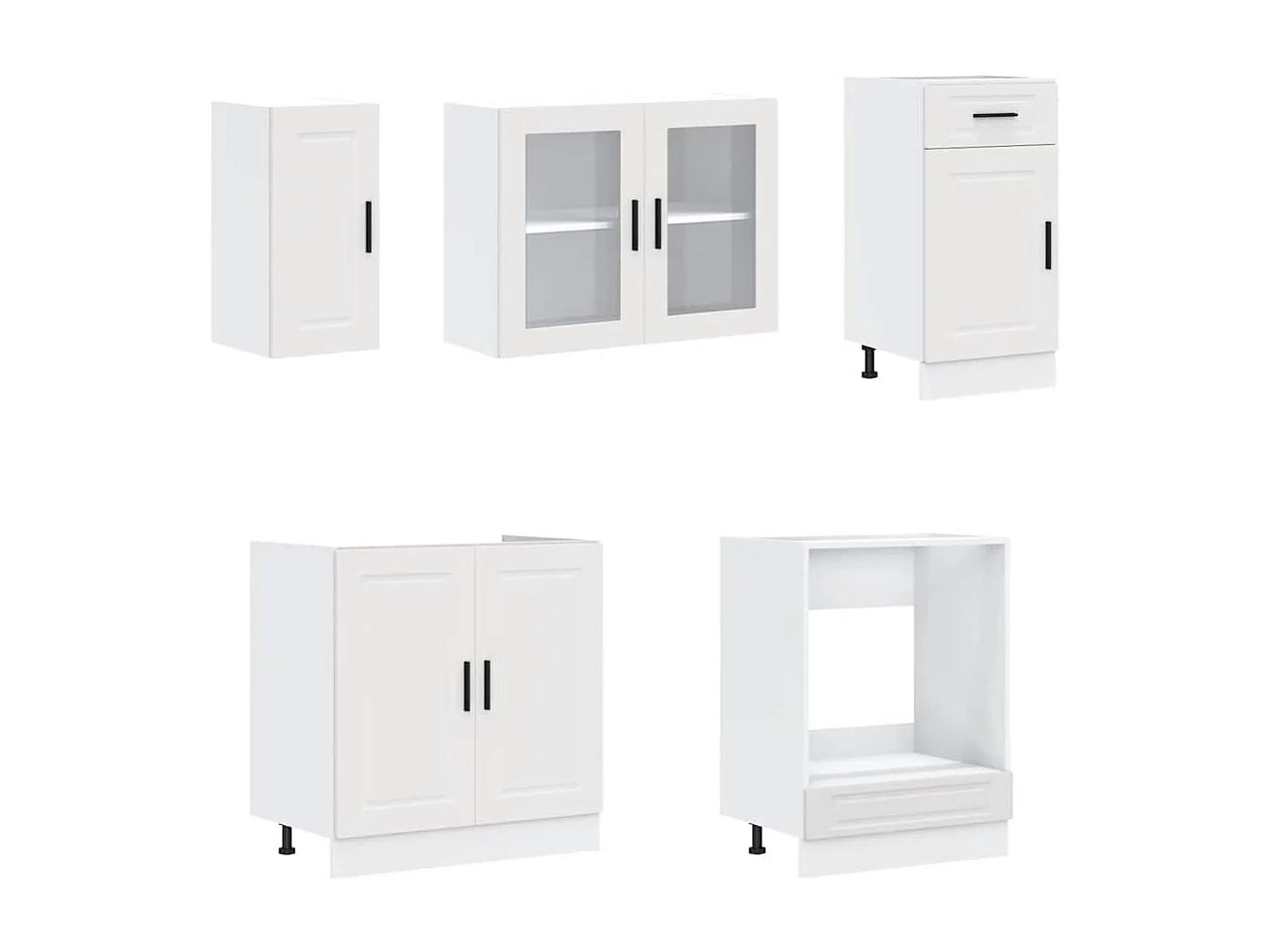 Ensemble de 8 meubles de cuisine "Porto" en bois d'ingénierie blanc