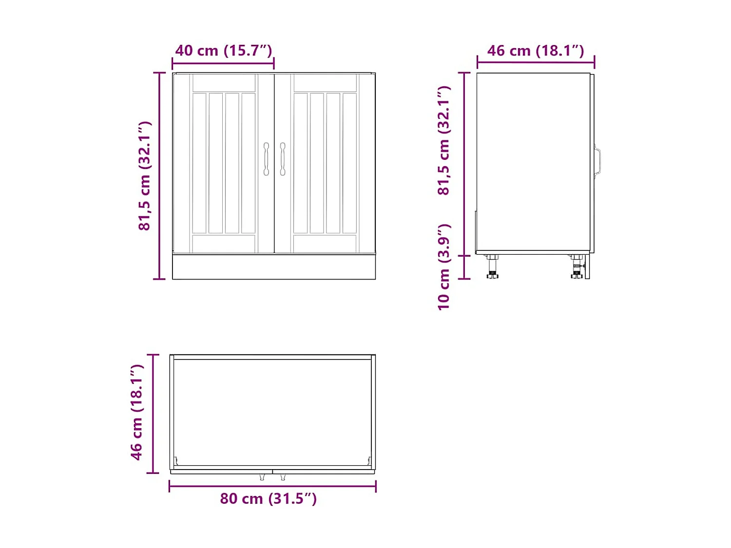 Spülenunterschrank Lucca Schwarz Holzwerkstoff