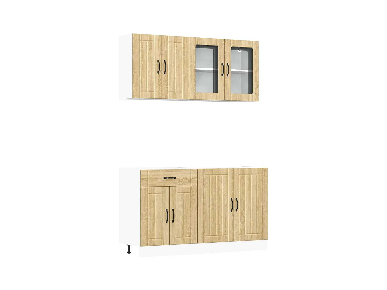 4-delige Keukenkastenset Lucca bewerkt hout sonoma eikenkleur