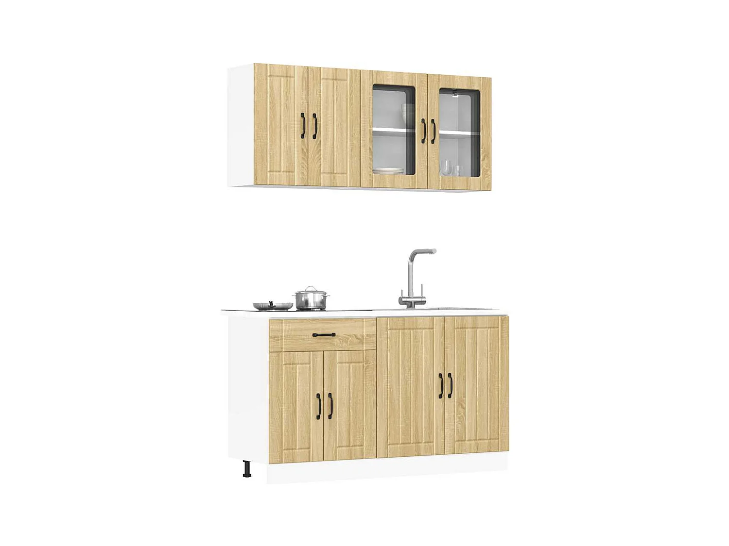 Ensemble de 4 meubles de cuisine "Lucca" en chêne Sonoma