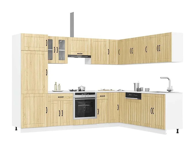 14-delige Keukenkastenset Lucca bewerkt hout sonoma eikenkleur