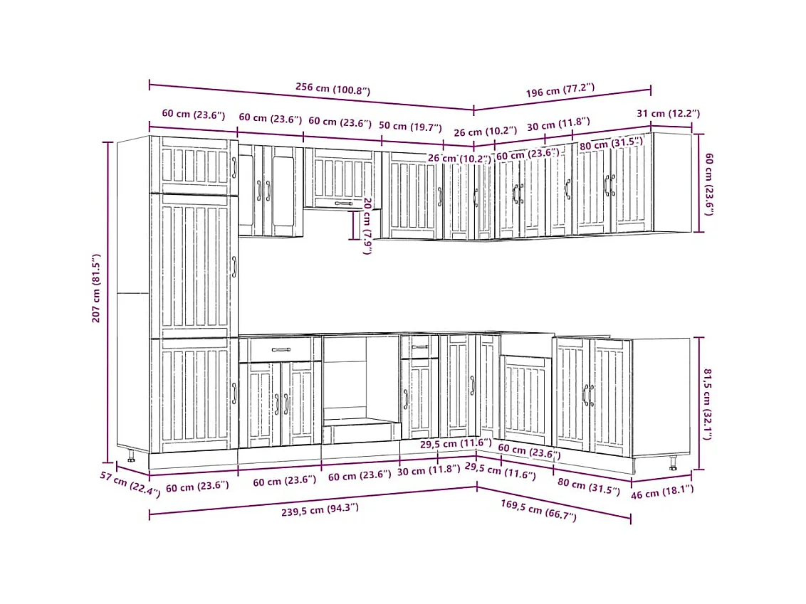 Ensemble d'armoires de cuisine 14 pcs Lucca bois d'ingénierie