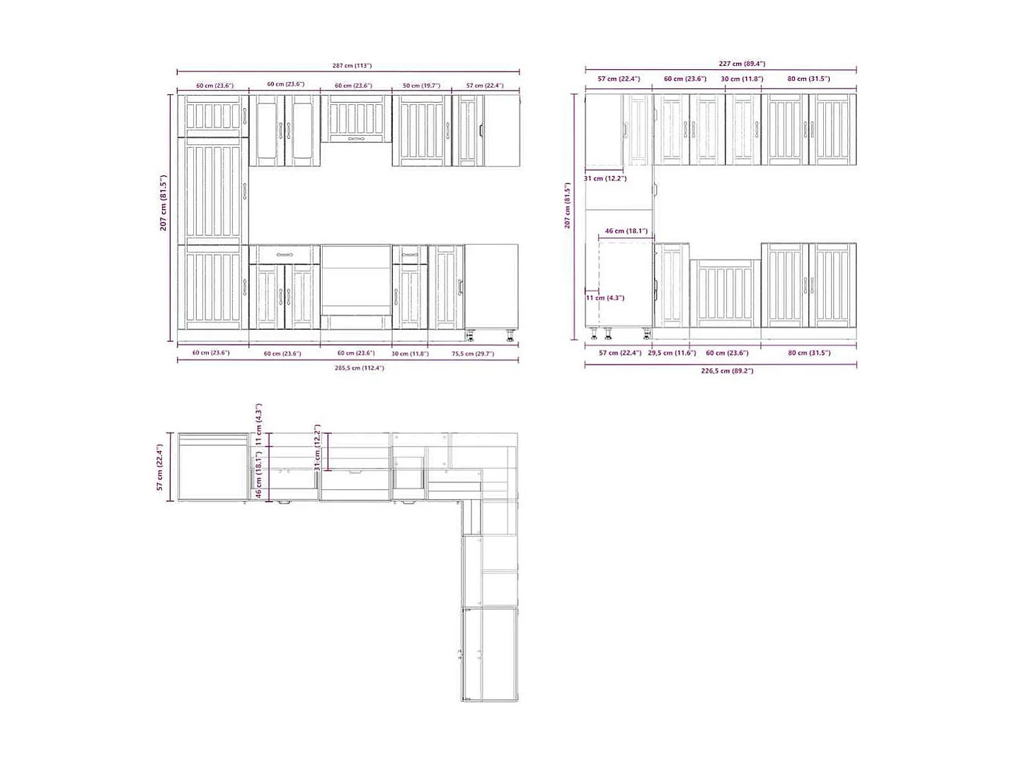14-tlg. Küchenschrank-Set Lucca Sonoma-Eiche Holzwerkstoff