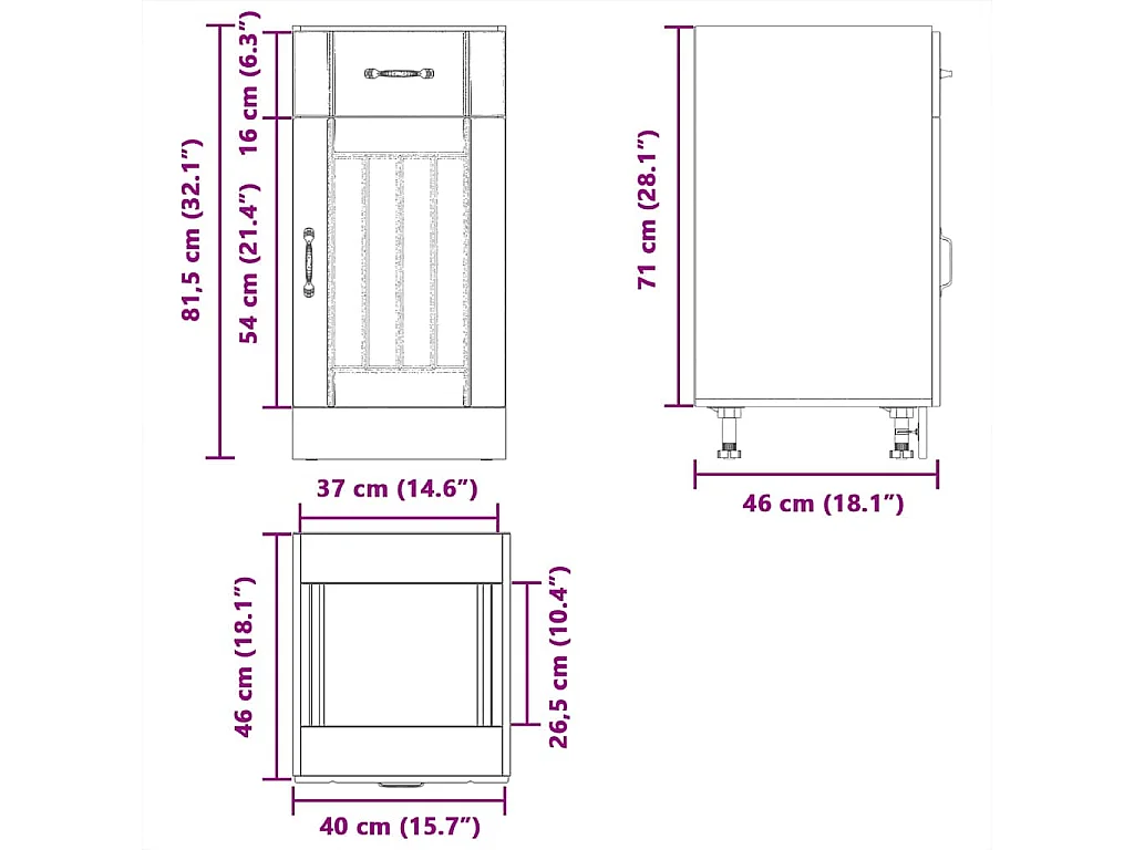 Base da Cucina Lucca Rovere Sonoma in Legno Multistrato