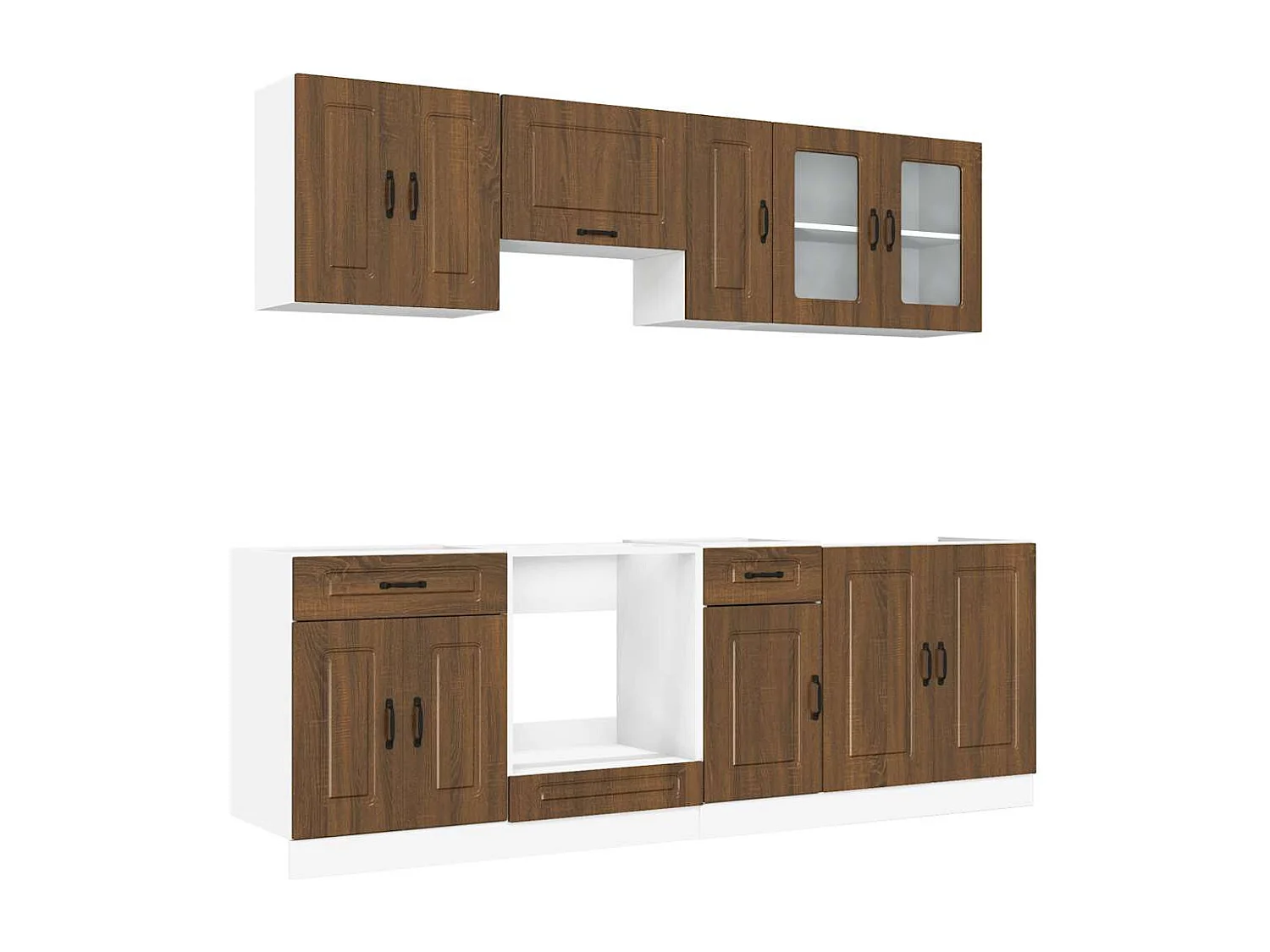 8 peças armário de cozinha conjunto Kalmar carvalho castanho