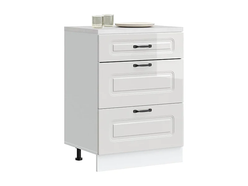 Meuble bas de cuisine « Kalmar » Bois d'ingénierie blanc brillant