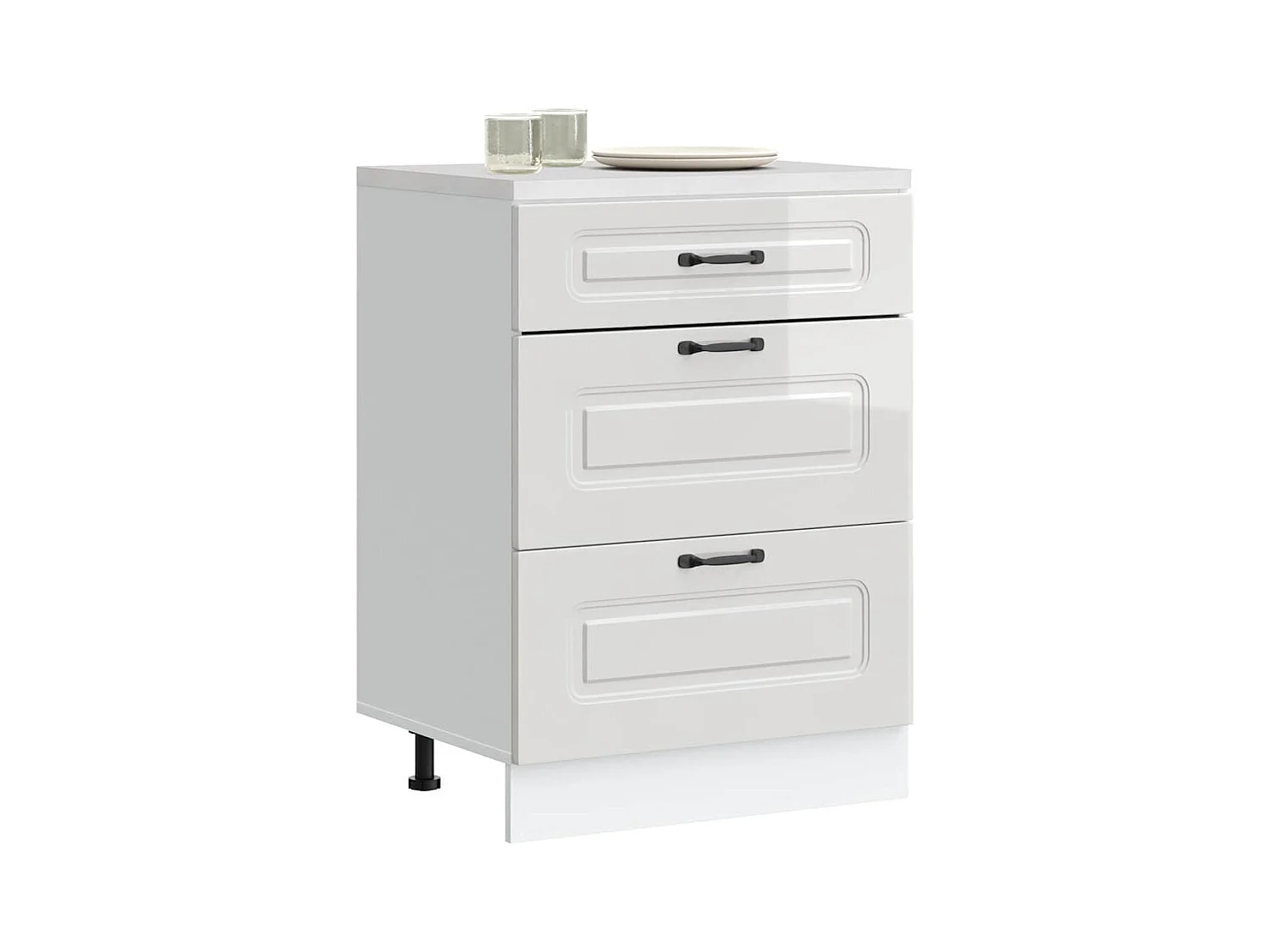 Küchenunterschrank Kalmar Hochglanz-Weiß Holzwerkstoff