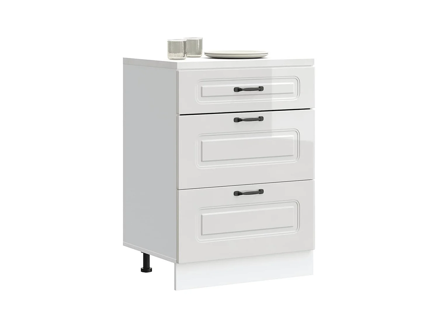 Armoire de cuisine Kalmar blanc brillant bois ingénierie