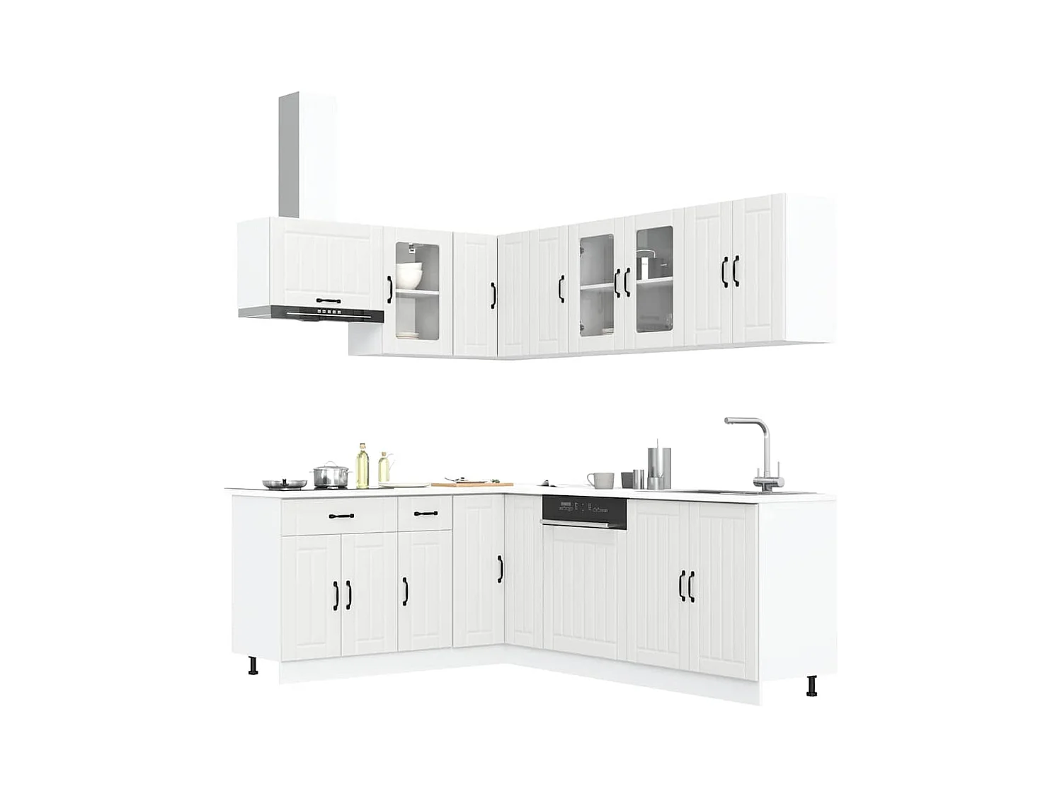 11-delige Keukenkastenset Lucca bewerkt hout wit