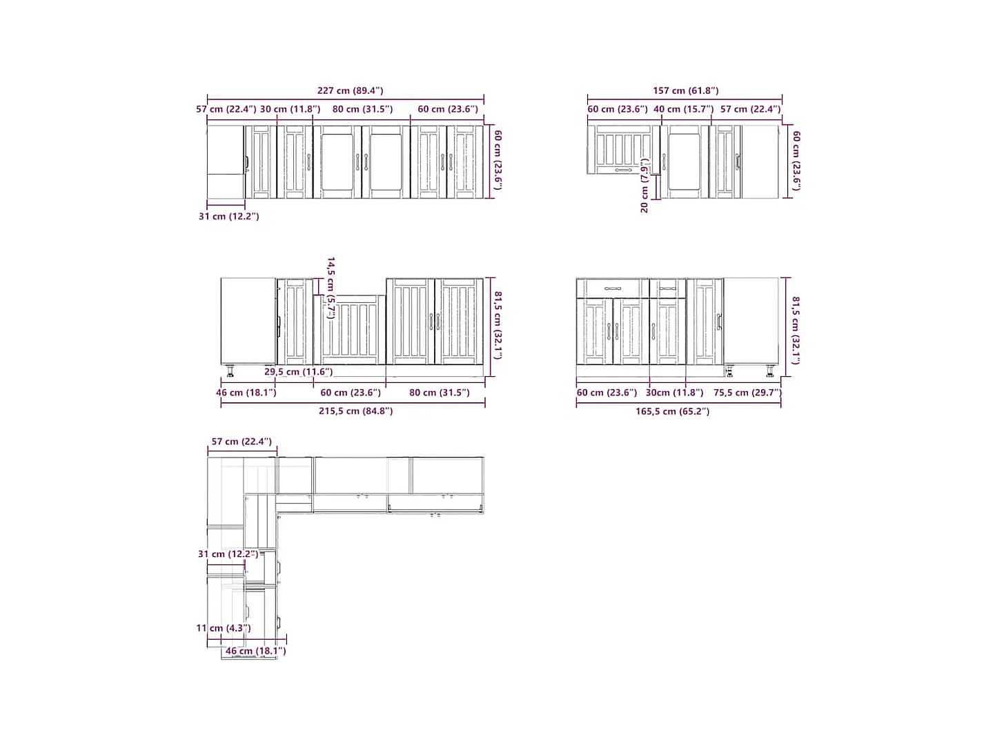 11-delige Keukenkastenset Lucca bewerkt hout wit