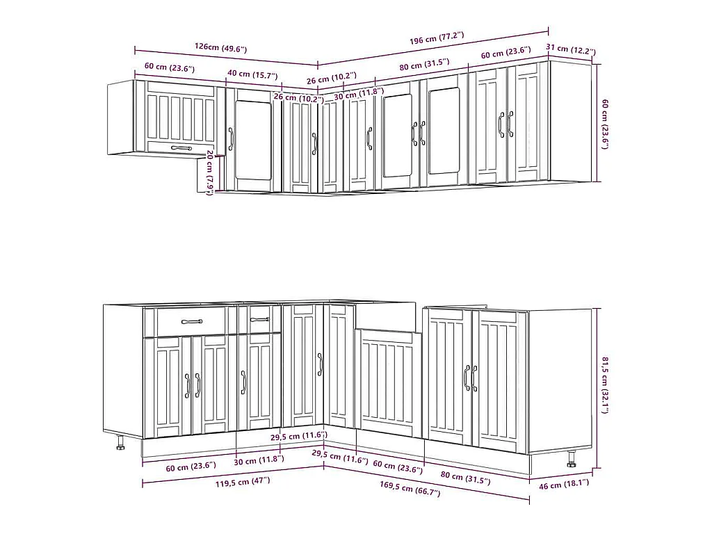 Ensemble d'armoires de cuisine 11 pcs Lucca bois d'ingénierie