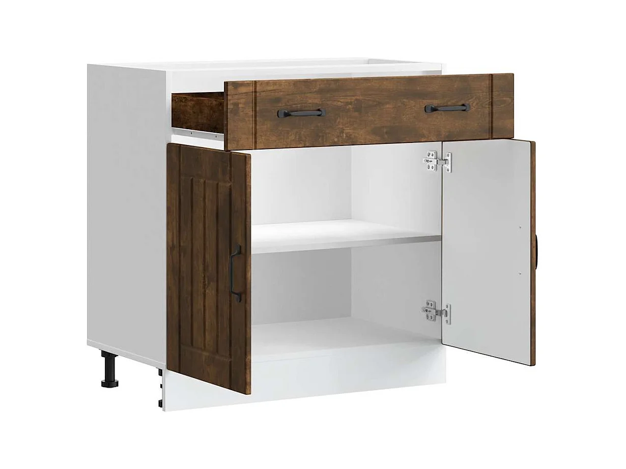 Keuken onderkast Lucca bewerkt hout gerookt eikenkleurig