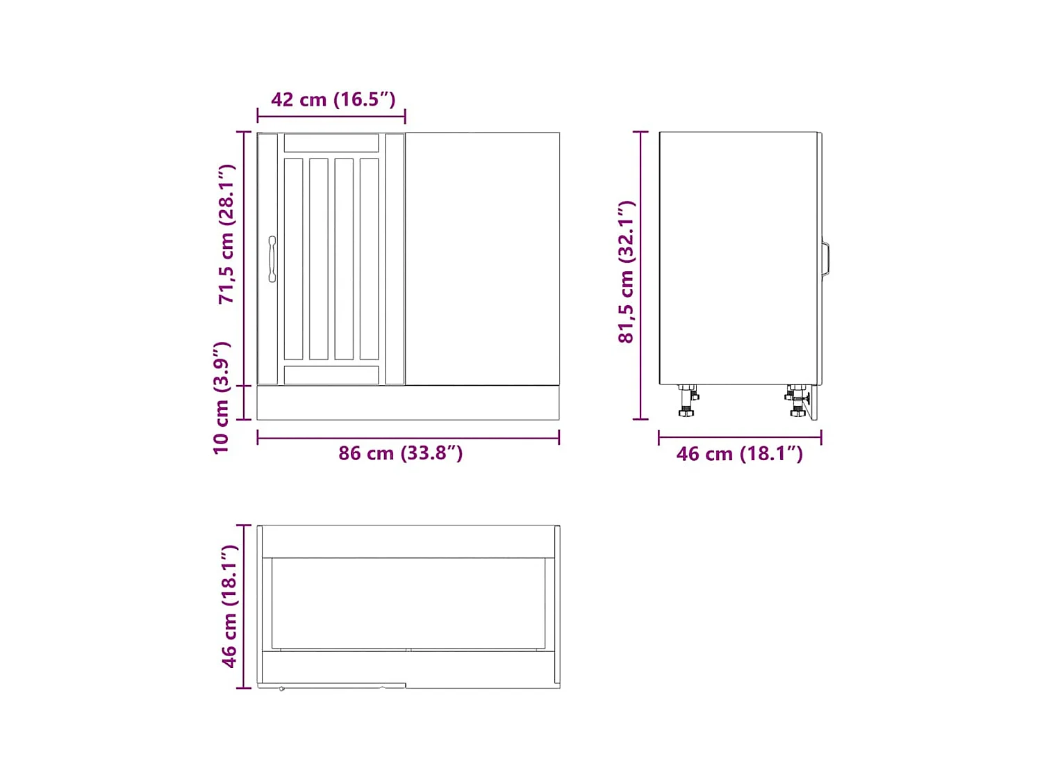 Onderkast "Lucca" Zwart Bewerkt Hout