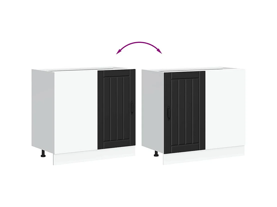 Onderkast "Lucca" Zwart Bewerkt Hout