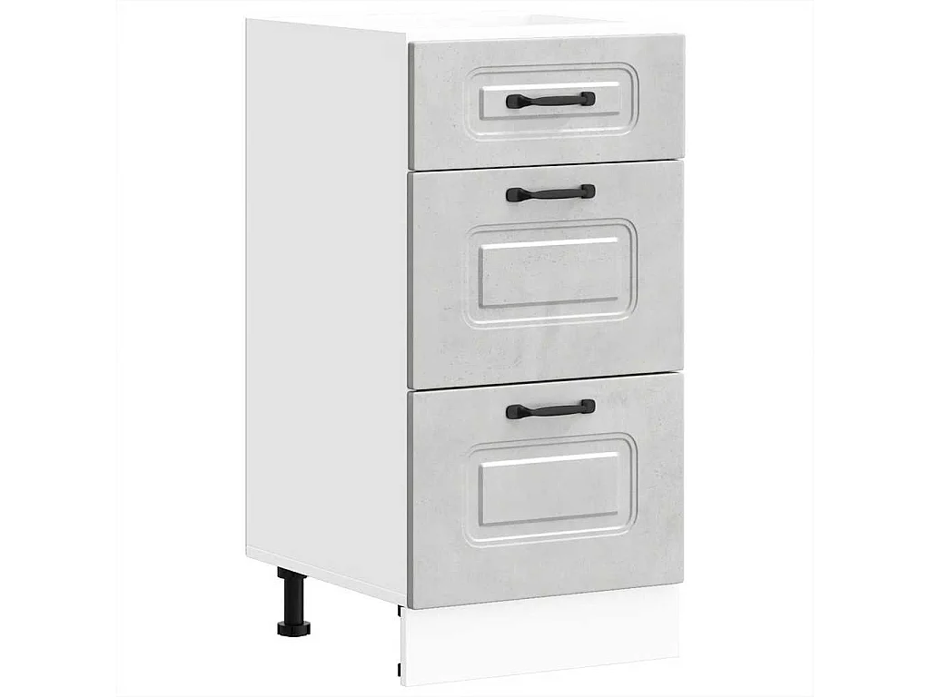 Armoire de cuisine Kalmar gris béton bois d'ingénierie