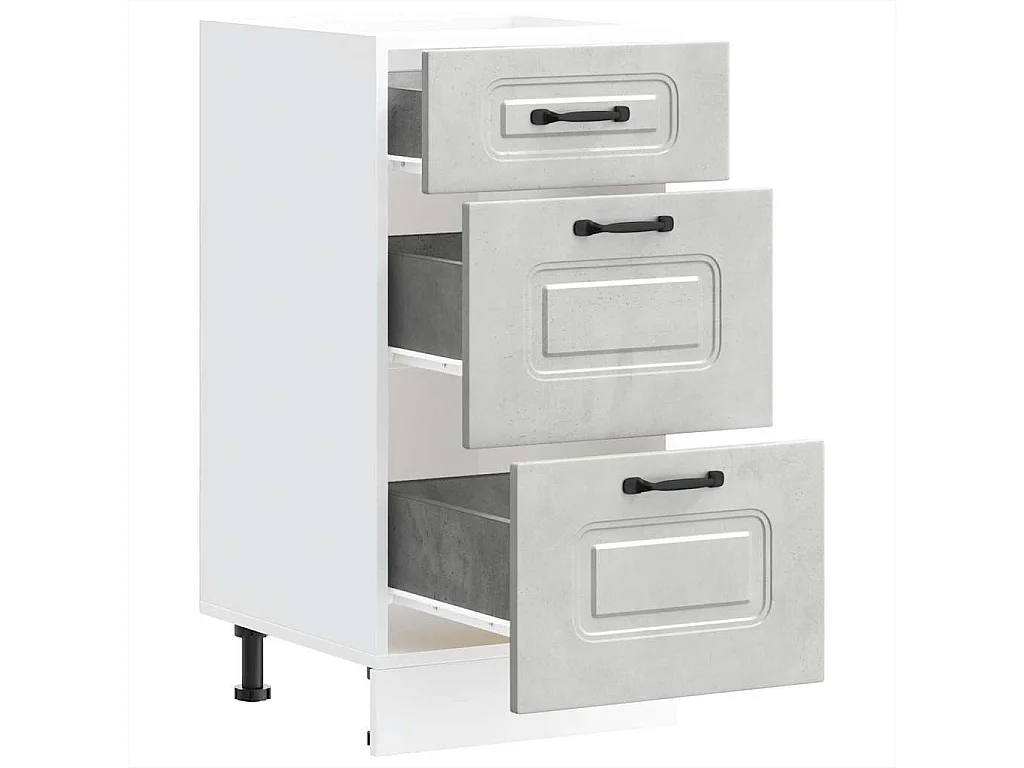 Armoire de cuisine Kalmar gris béton bois d'ingénierie