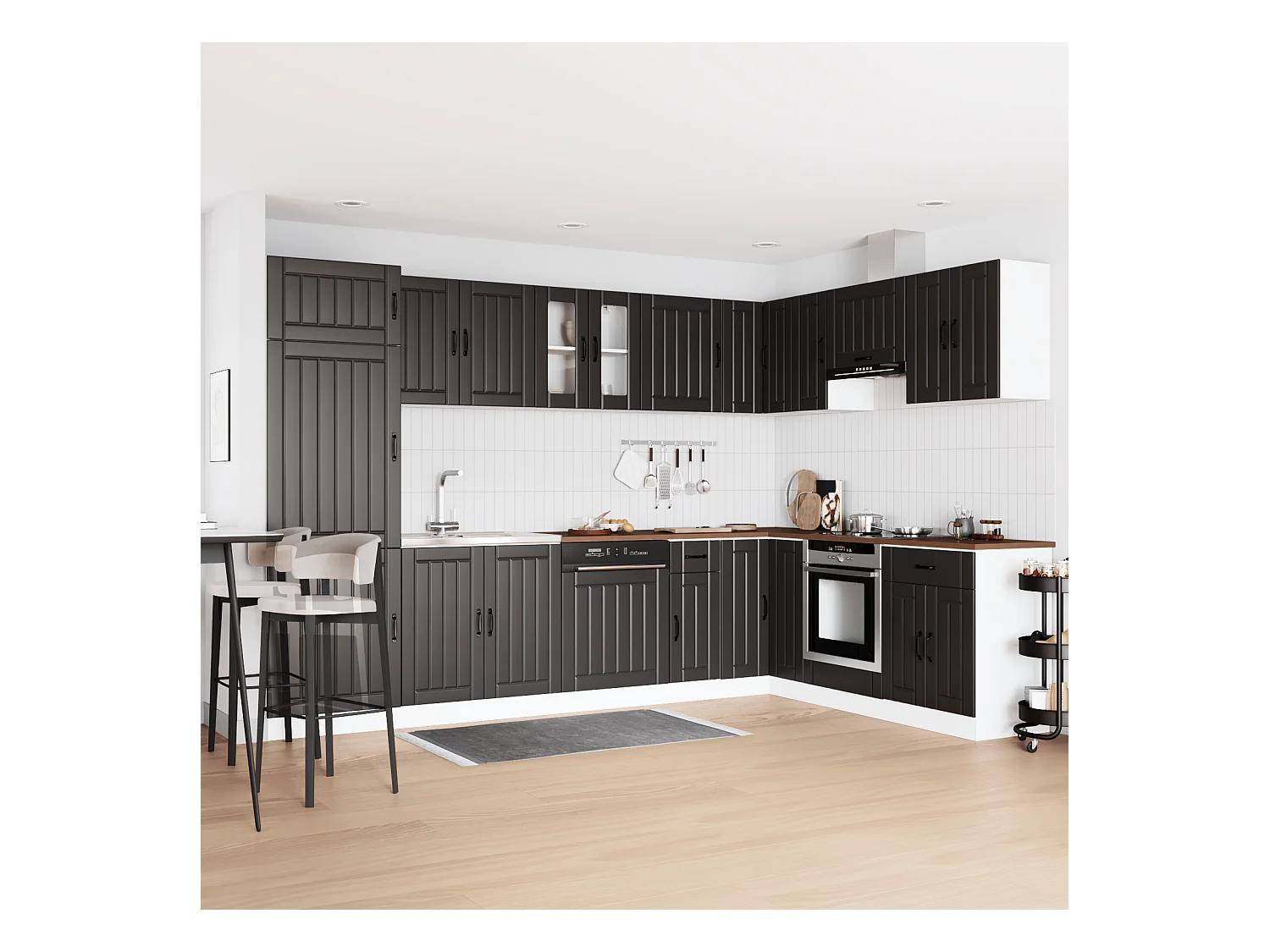 Küchenschrank mit Tür Lucca 2 pcs Schwarz 80 x 46 x 81.5 cm