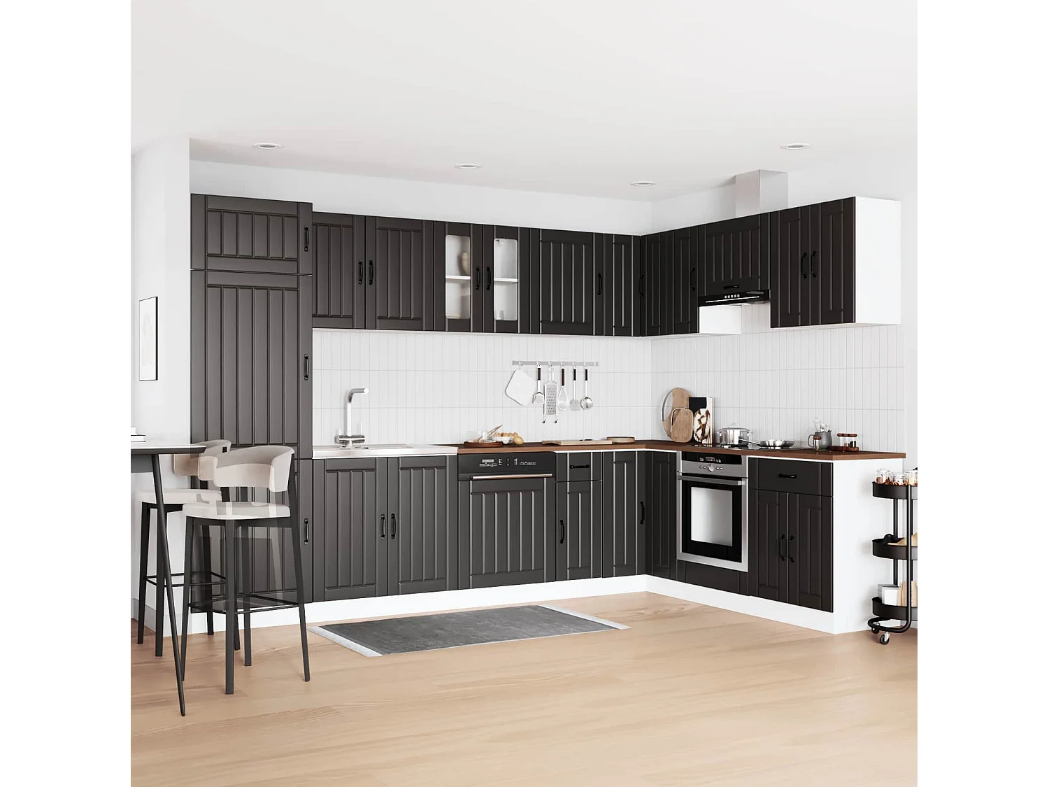 Armoire de cuisine avec stockage Lucca Noir 80 x 46 x 81,5 cm