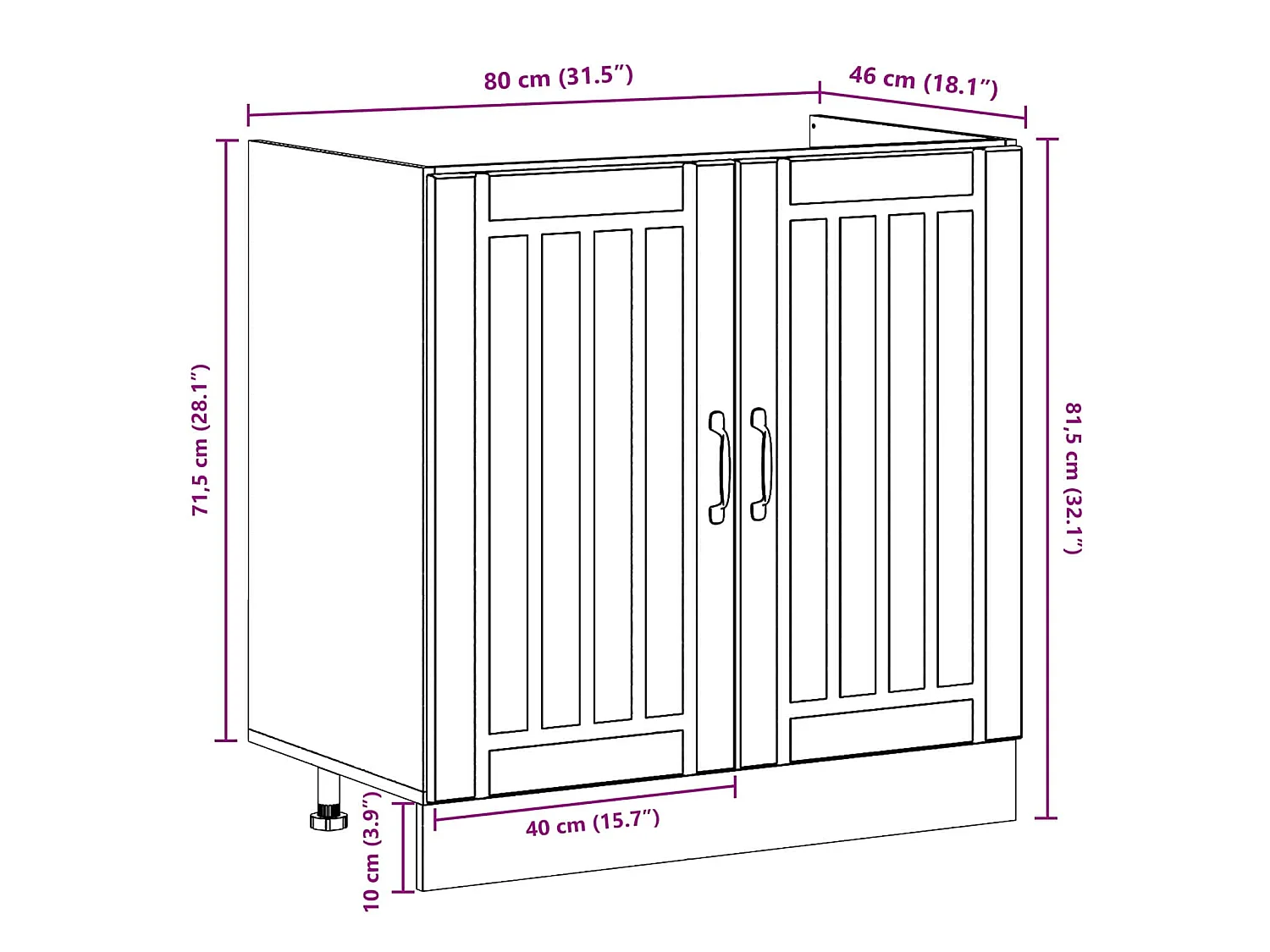 Meuble sous évier Lucca 2 pc Noir Bois d'ingénierie