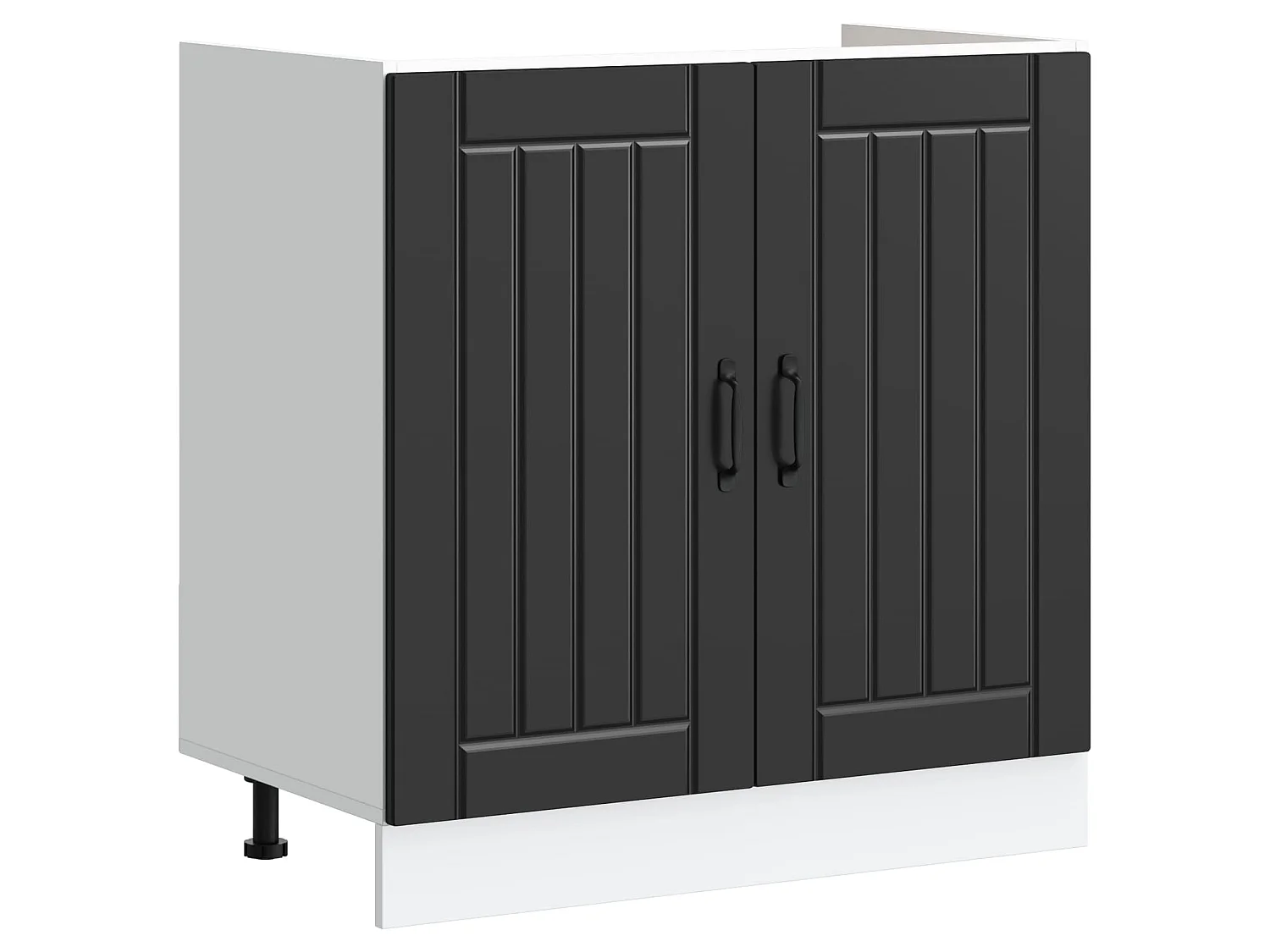 Meuble sous évier Lucca 2 pc Noir Bois d'ingénierie