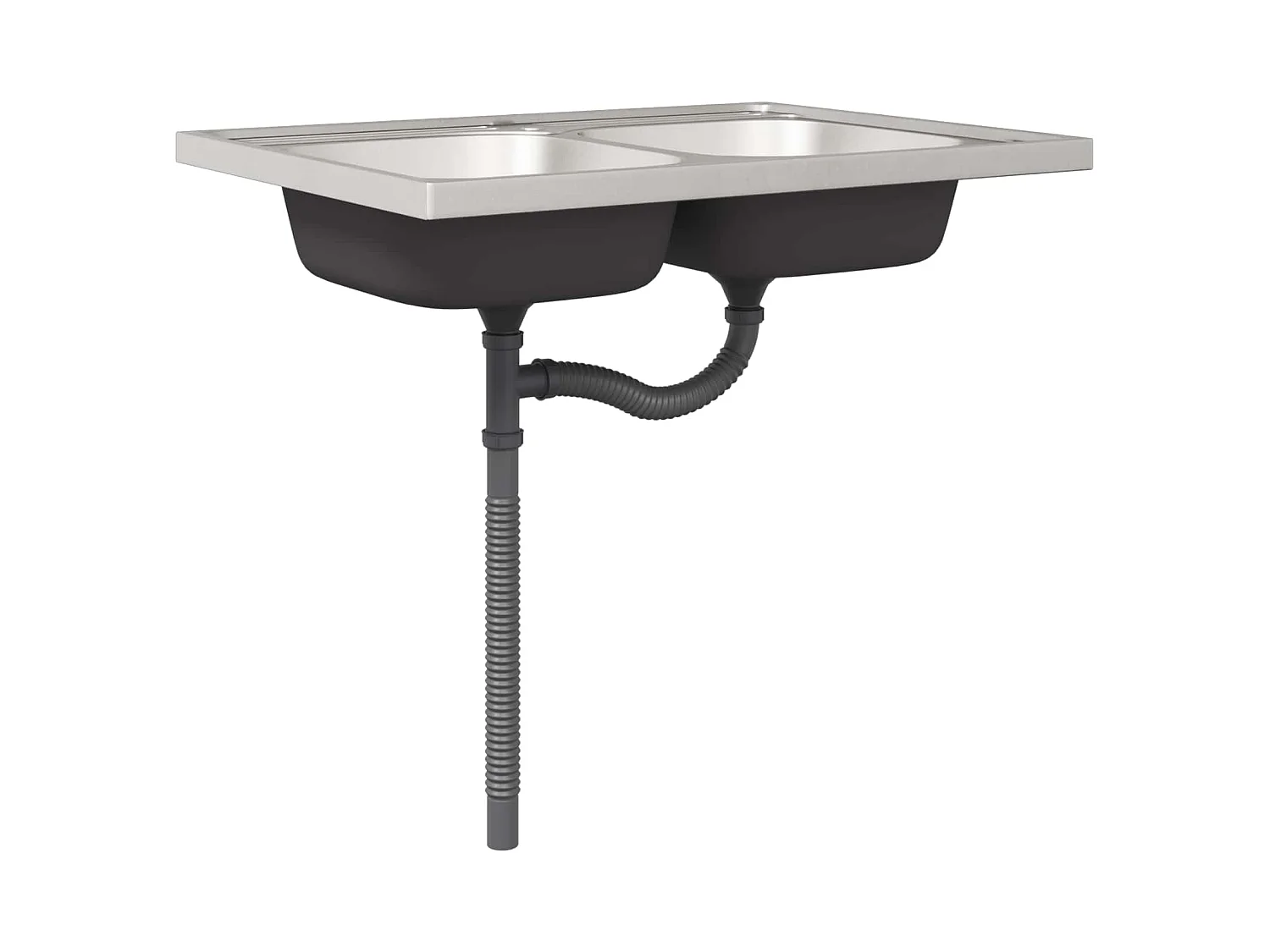 Meuble sous évier Lucca 2 pc Noir Bois d'ingénierie