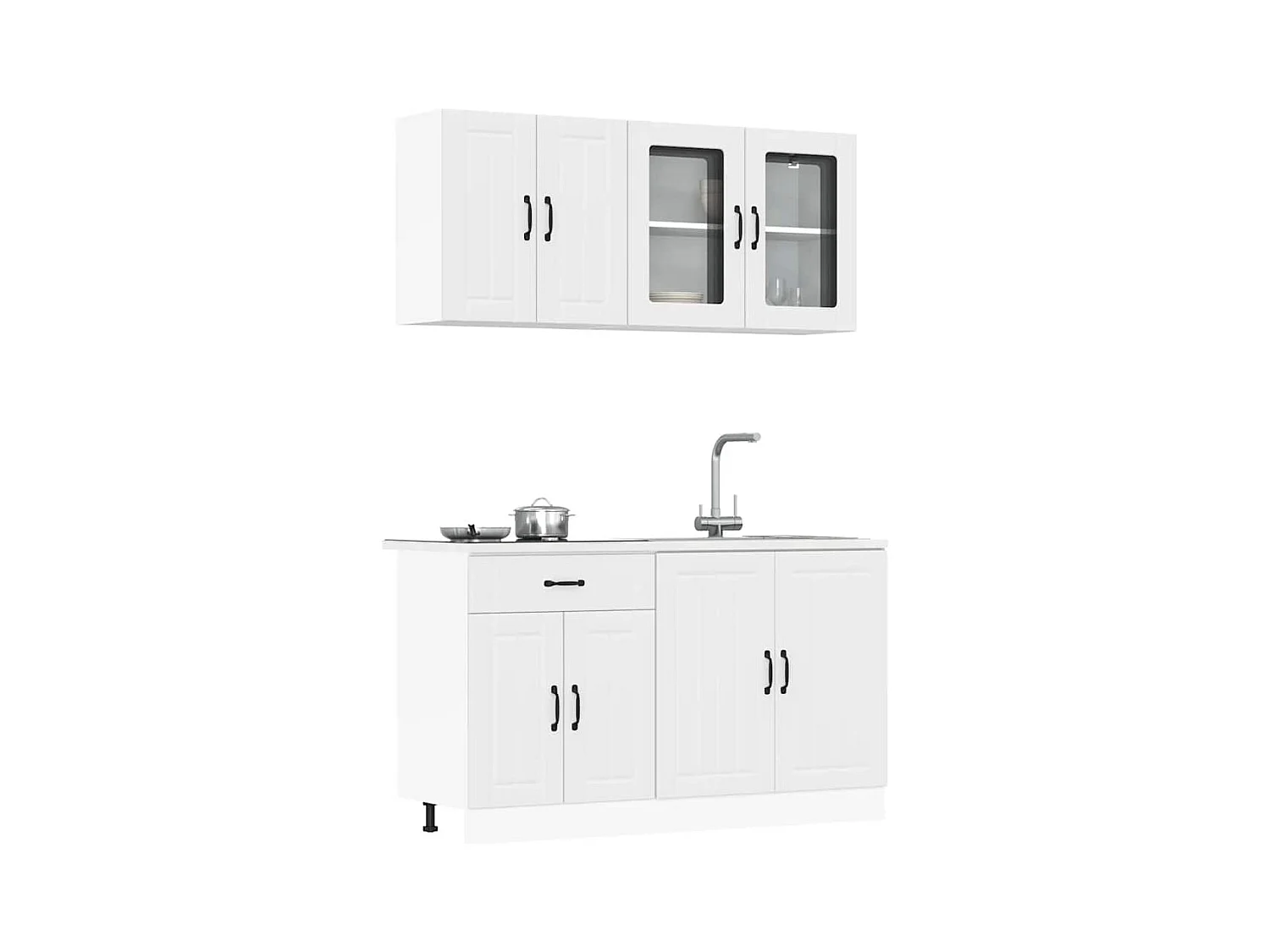 4-tlg. Küchenschrank-Set Lucca Weiß Holzwerkstoff