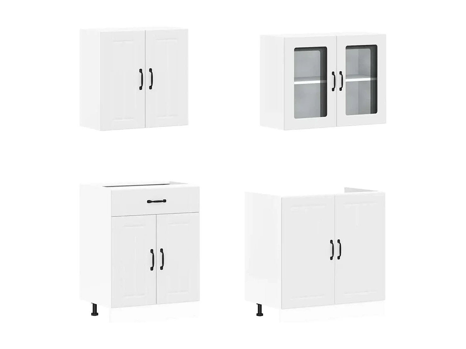 Ensemble de 4 meubles de cuisine "Lucca" en bois d'ingénierie blanc