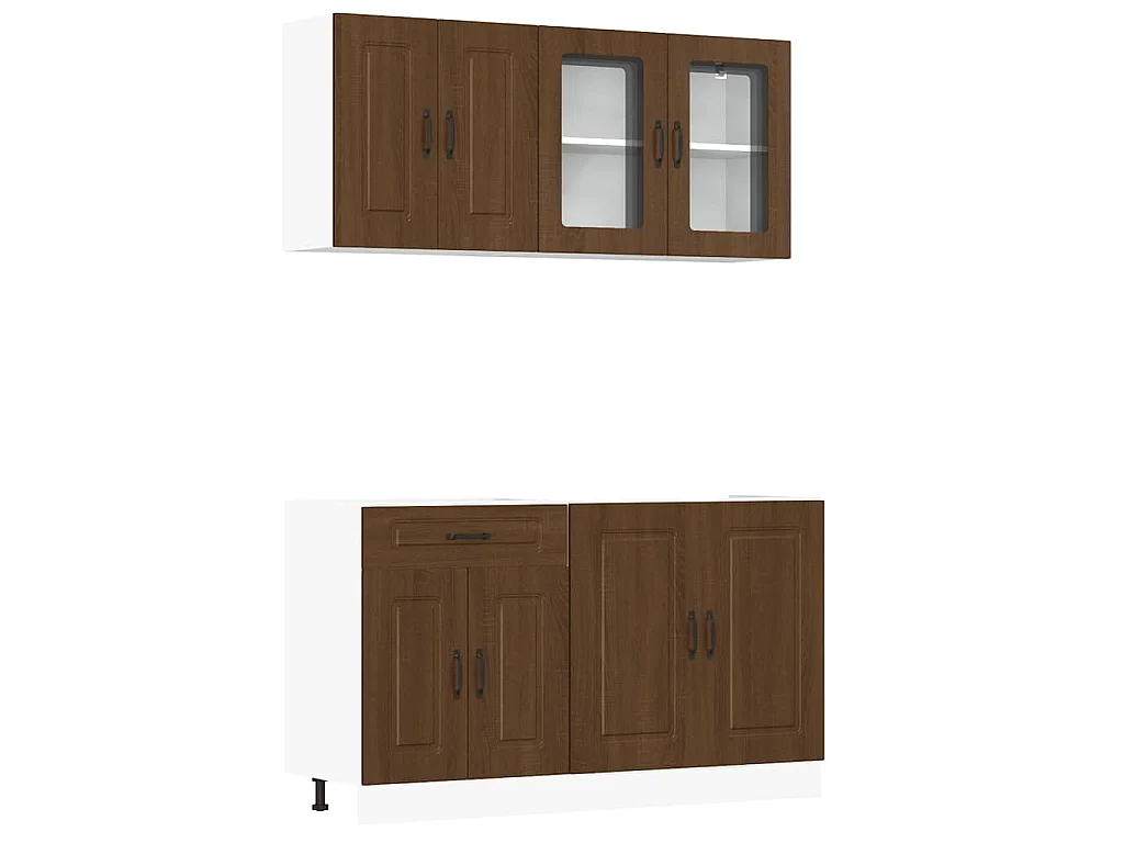 Ensemble de 4 meubles de cuisine en bois d'ingénierie "Kalmar" en chêne brun