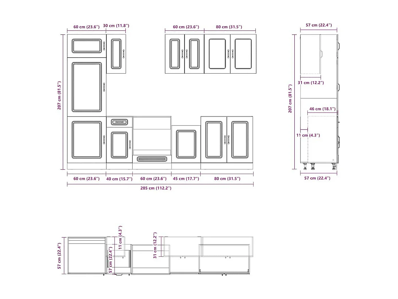 Mueble cocina Kalmar roble sonoma 8 pzas madera contrachapada