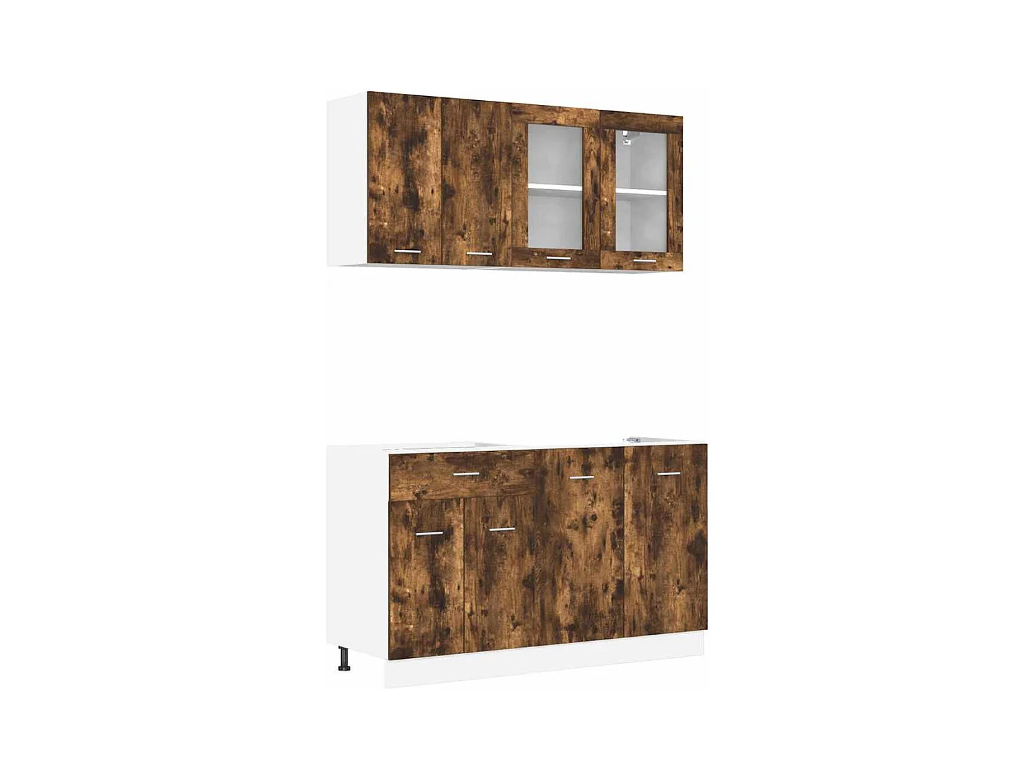 Ensemble de meubles de cuisine avec porte Lyon 4 pcs Chêne fumé