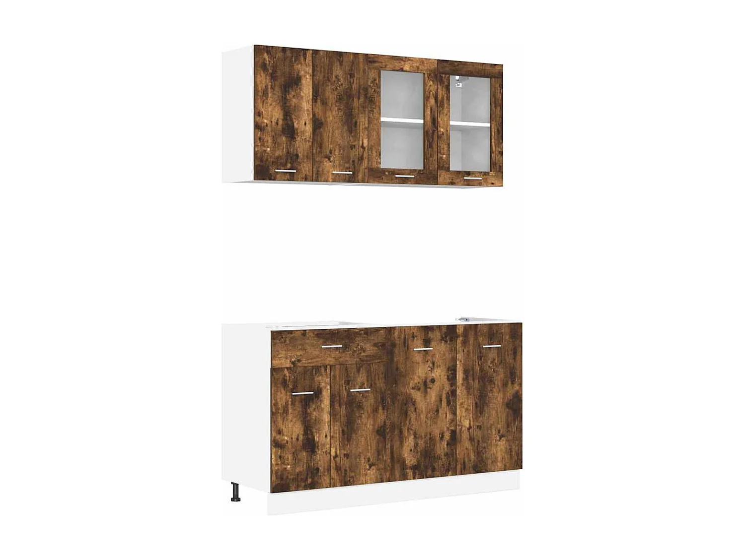 Ensemble de meubles de cuisine avec porte Lyon 4 pcs Chêne fumé