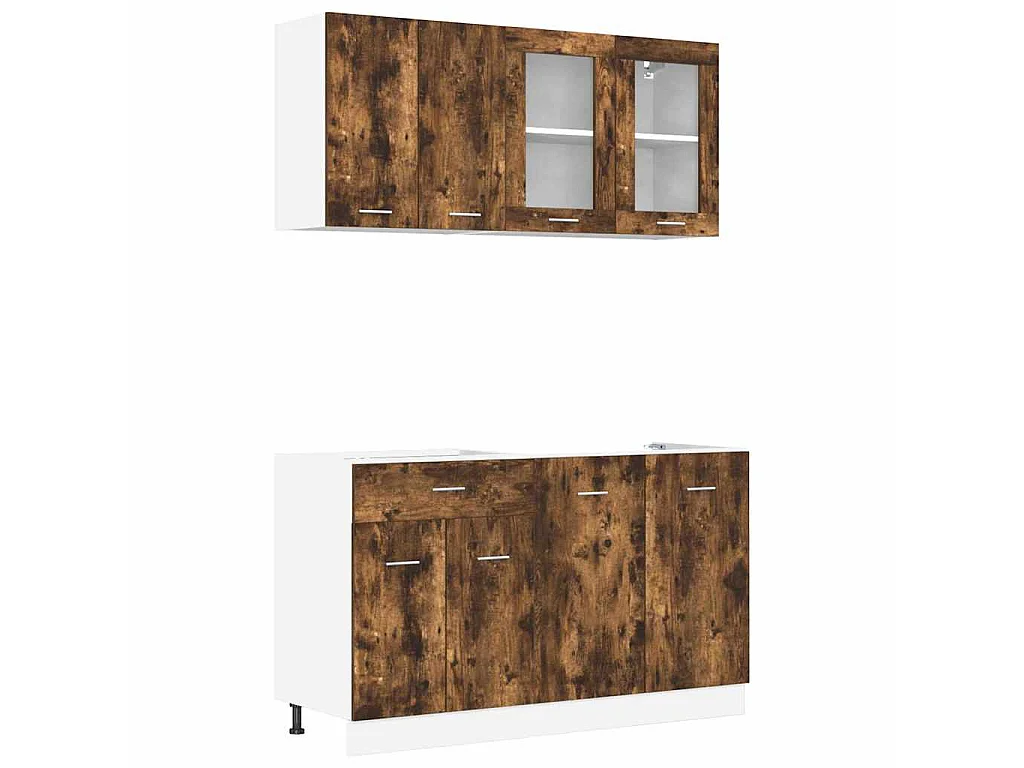 Unité de cuisine Lyon 4 pcs Chêne fumé Bois d'ingénierie