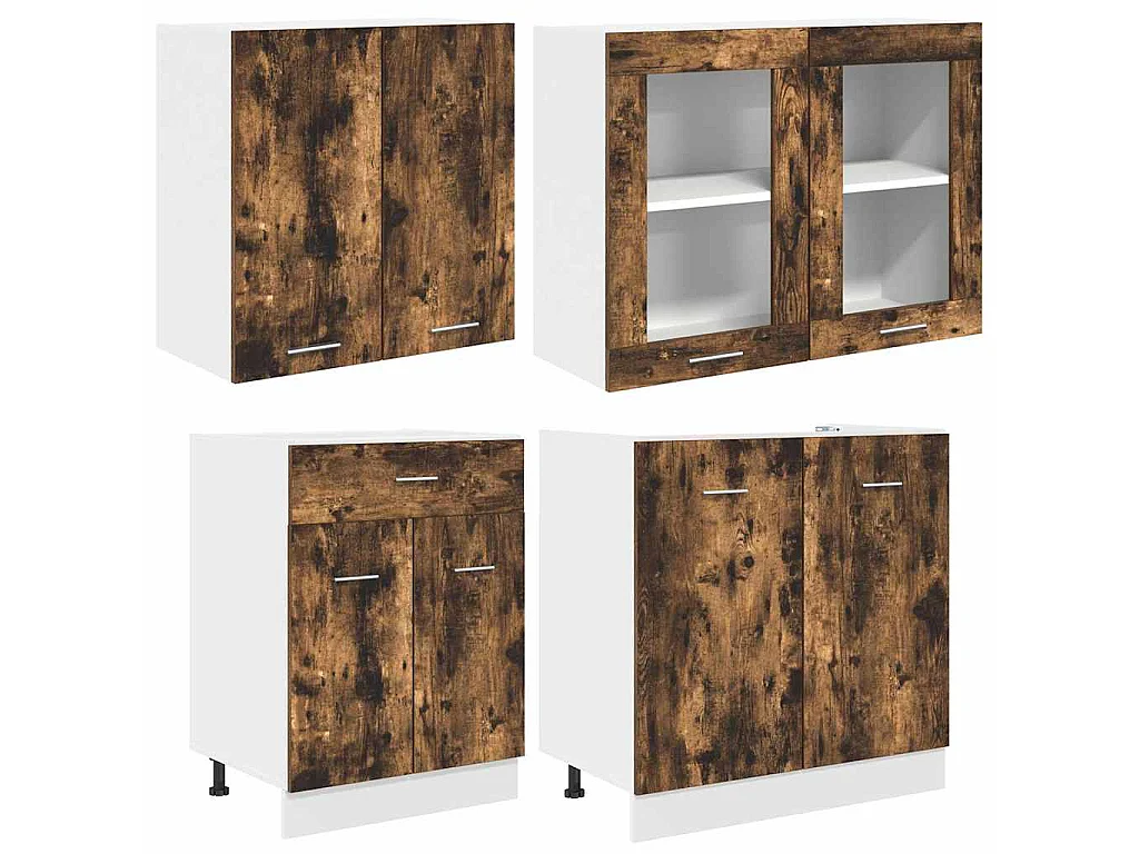 Unité de cuisine Lyon 4 pcs Chêne fumé Bois d'ingénierie