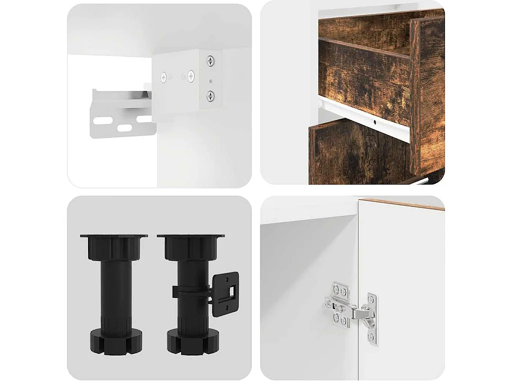 Unité de cuisine Lyon 4 pcs Chêne fumé Bois d'ingénierie