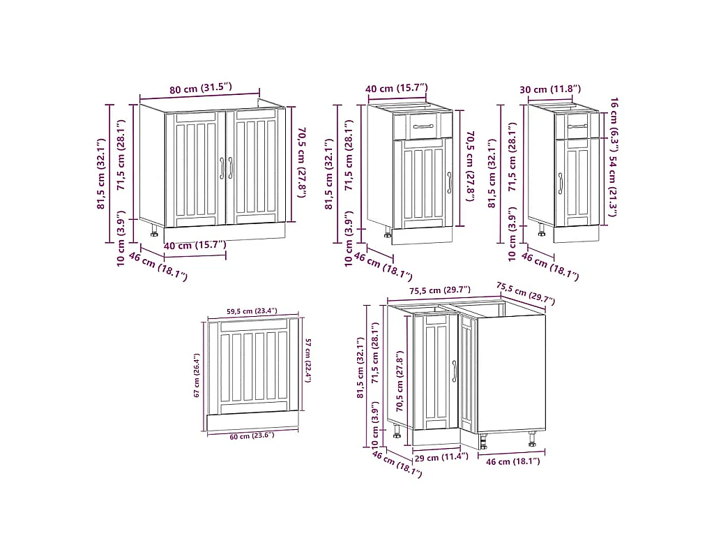 Ensemble d'armoires de cuisine 11 pcs Lucca bois d'ingénierie