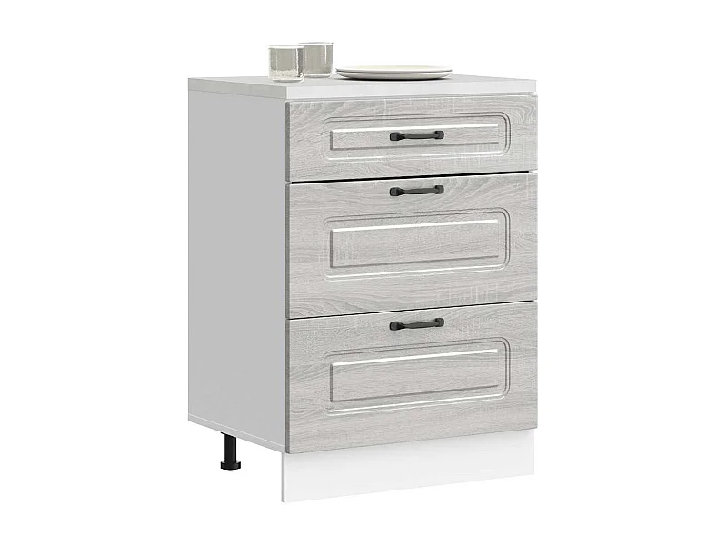 Armário baixo cozinha Kalmar madeira engenharia sonoma cinzento