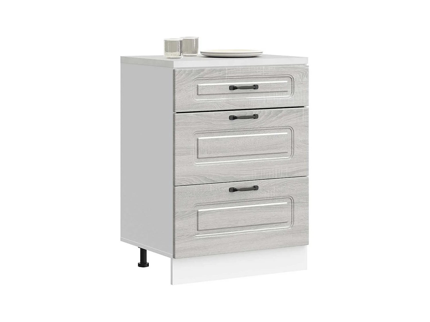 Onderkast Kalmar bewerkt hout grijs sonoma eiken