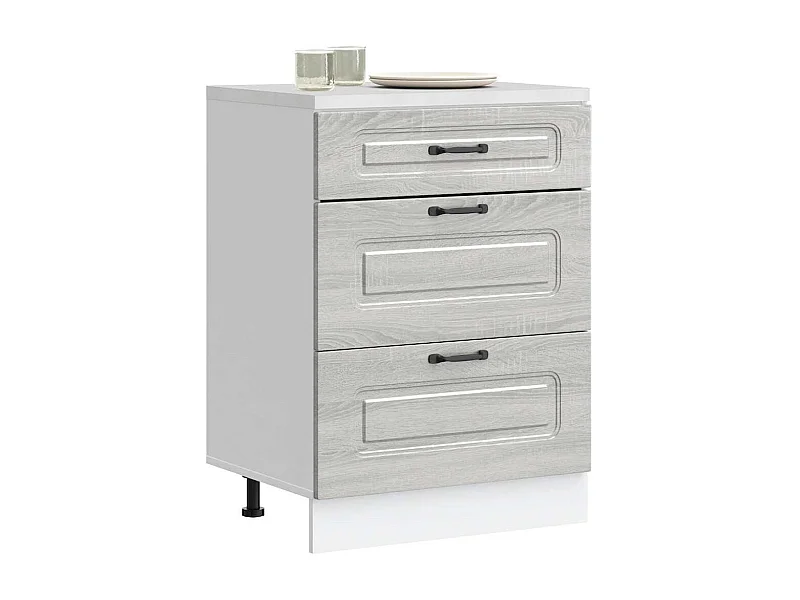 Onderkast Kalmar bewerkt hout grijs sonoma eiken