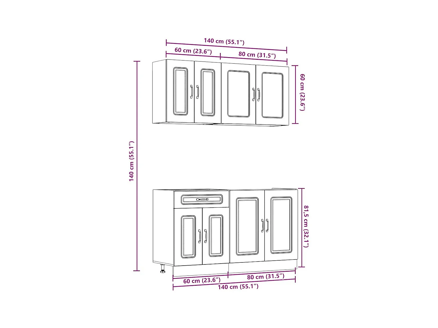 Mueble cocina Kalmar roble sonoma 4 pzas madera contrachapada