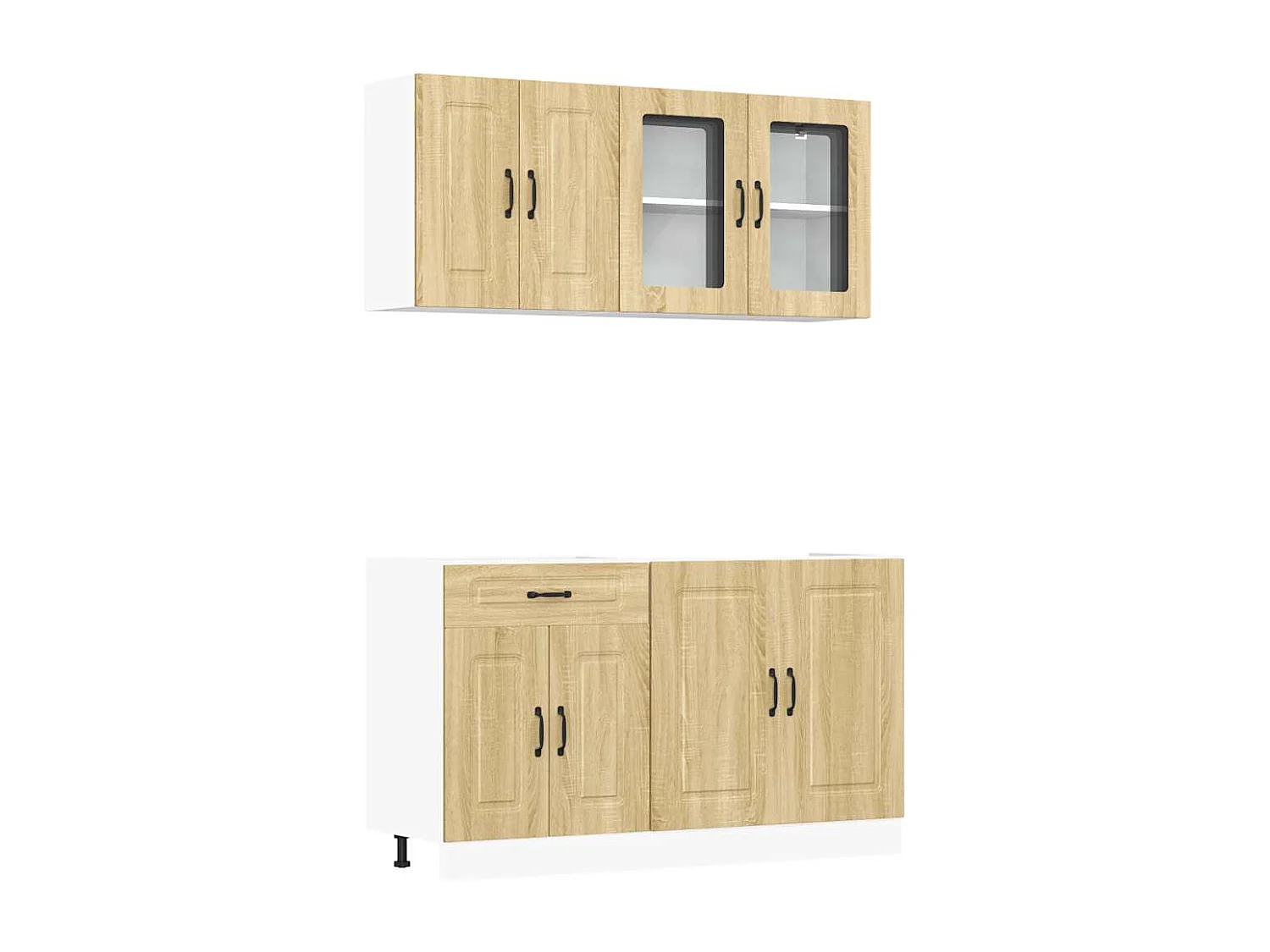 4-delige Keukenkastenset Kalmar bewerkt hout sonoma eikenkleur