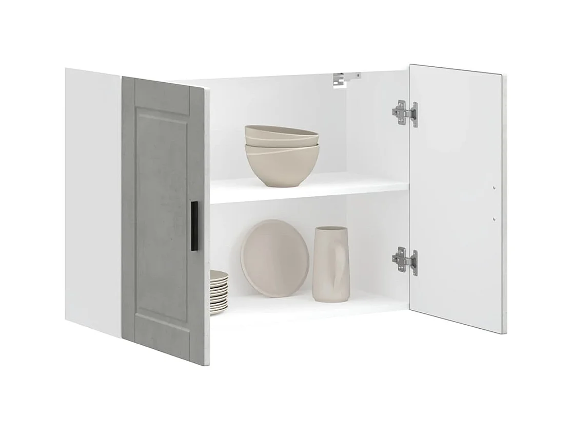 Armoire murale de cuisine Porto gris béton bois d'ingénierie