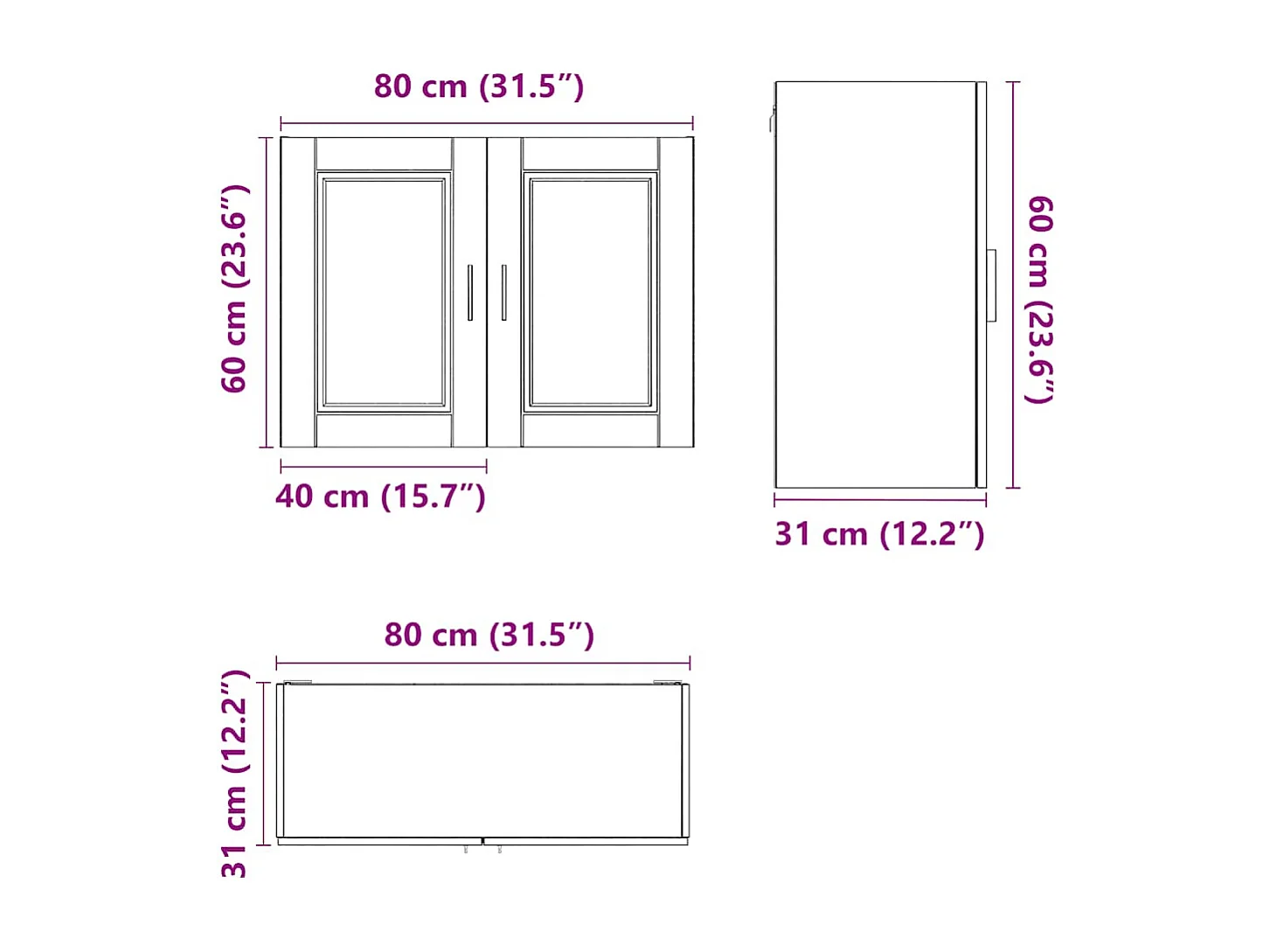 Armoire murale de cuisine Porto gris béton bois d'ingénierie