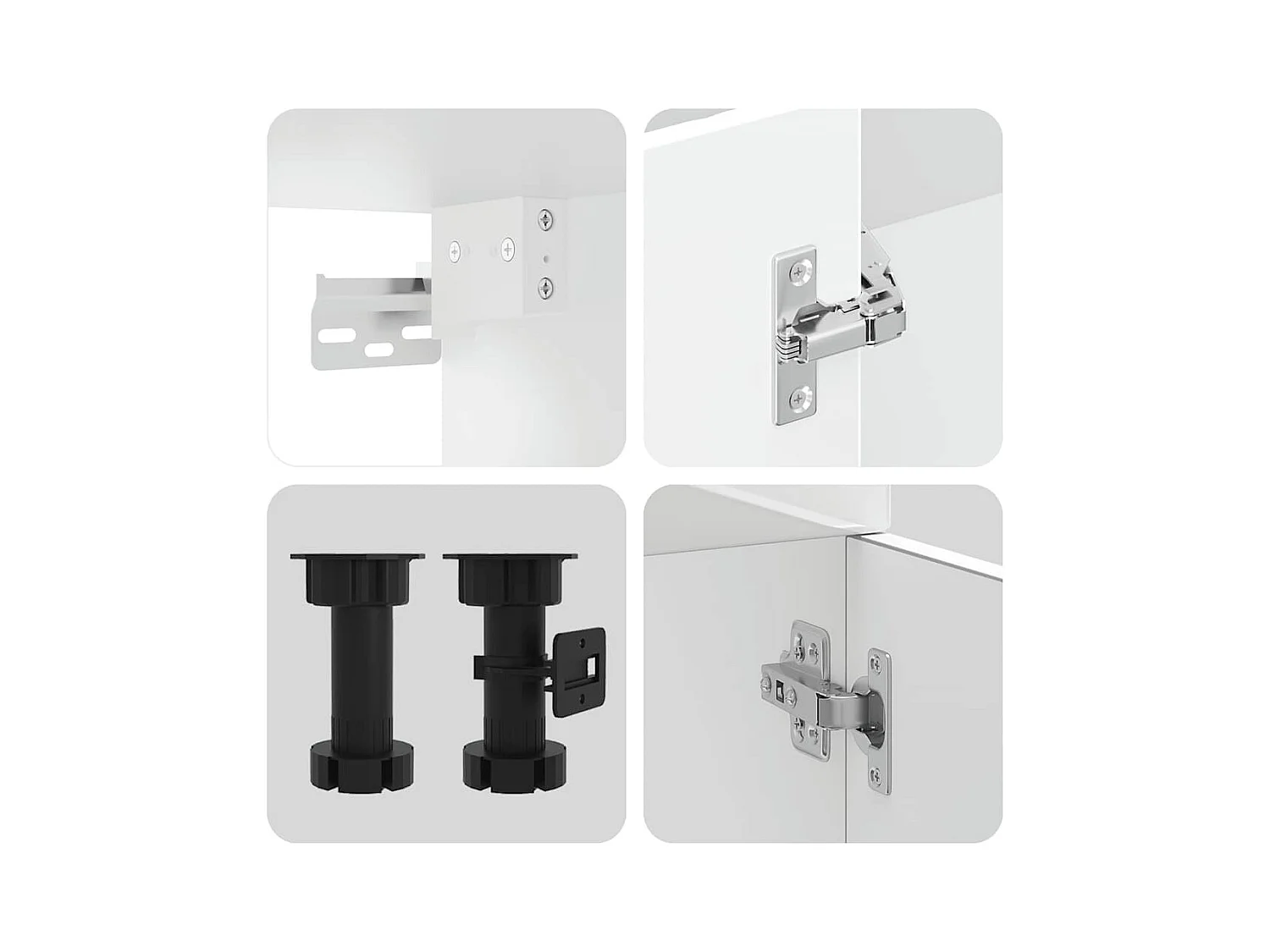 Ensemble de 7 meubles de cuisine "Lucca" en bois d'ingénierie blanc brillant