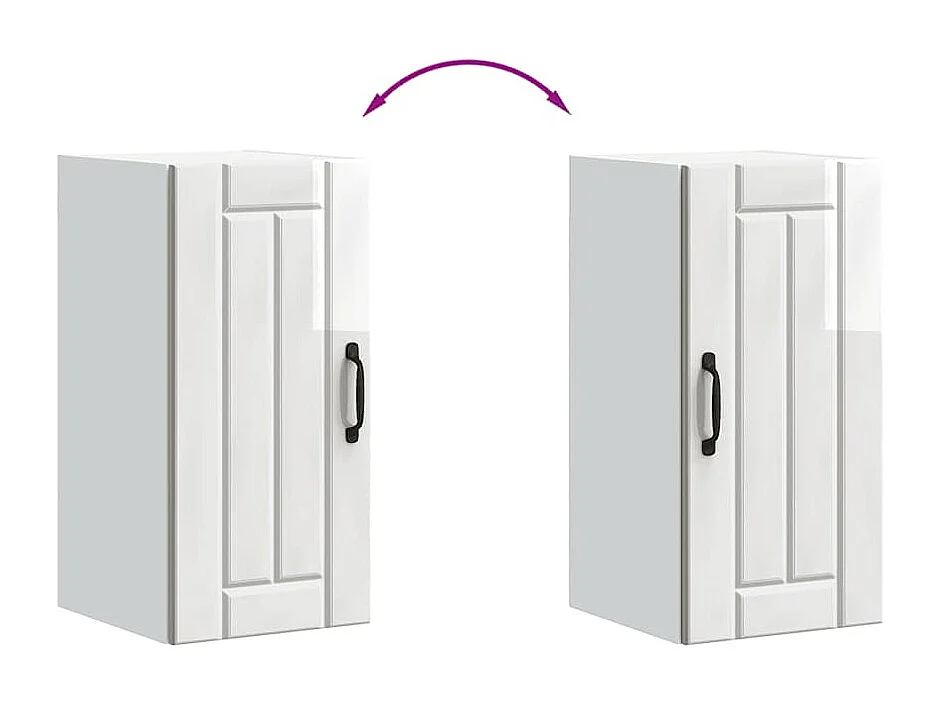 Armoire murale de cuisine Lucca blanc brillant bois ingénierie